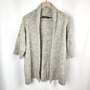Shetland Women's Grey Mohair Open Front Cardigan Sweater Size S